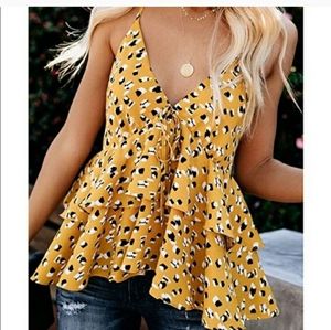 Yellow Peplum Tank Size M.